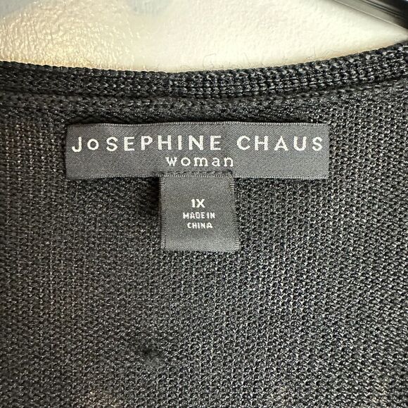 JOSEPHINE CHAUS Open-Front Cardigan 1XSilk Blend Black Beige Bronze Knit Sweater - Picture 4 of 12